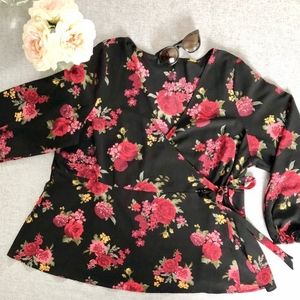 Romantic Rose Wrap Blouse